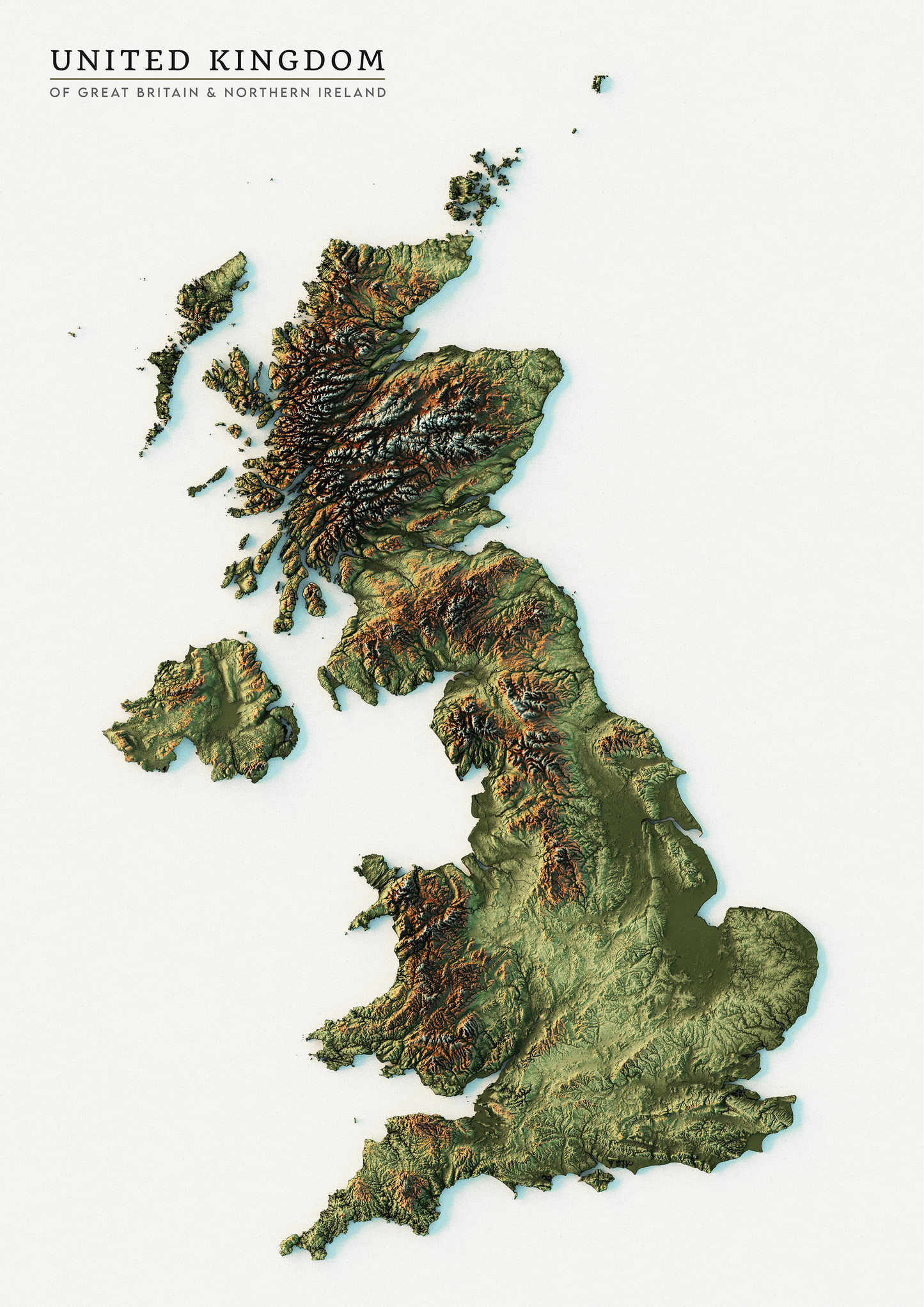 United Kingdom Realistic Relief map