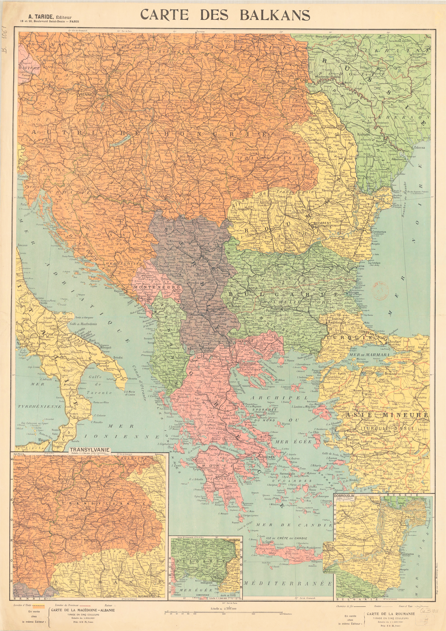 Historic Map of the Balkans in French