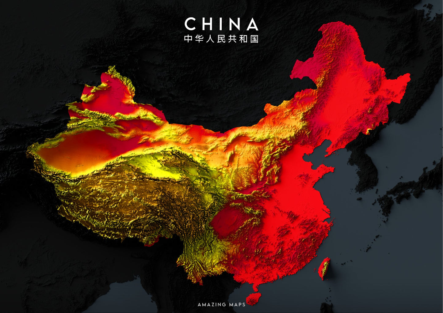 China Relief map - Amazing Maps