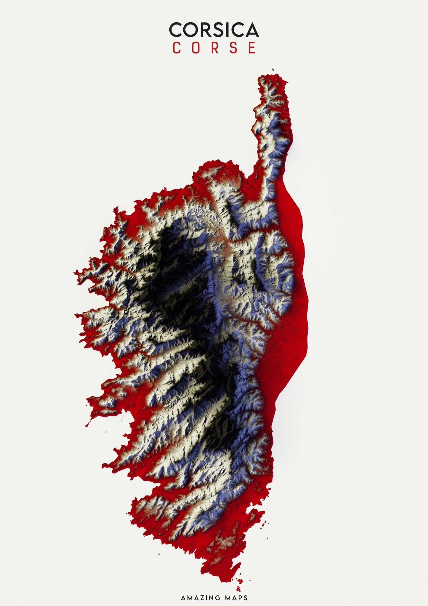 Corsica Relief map - Amazing Maps