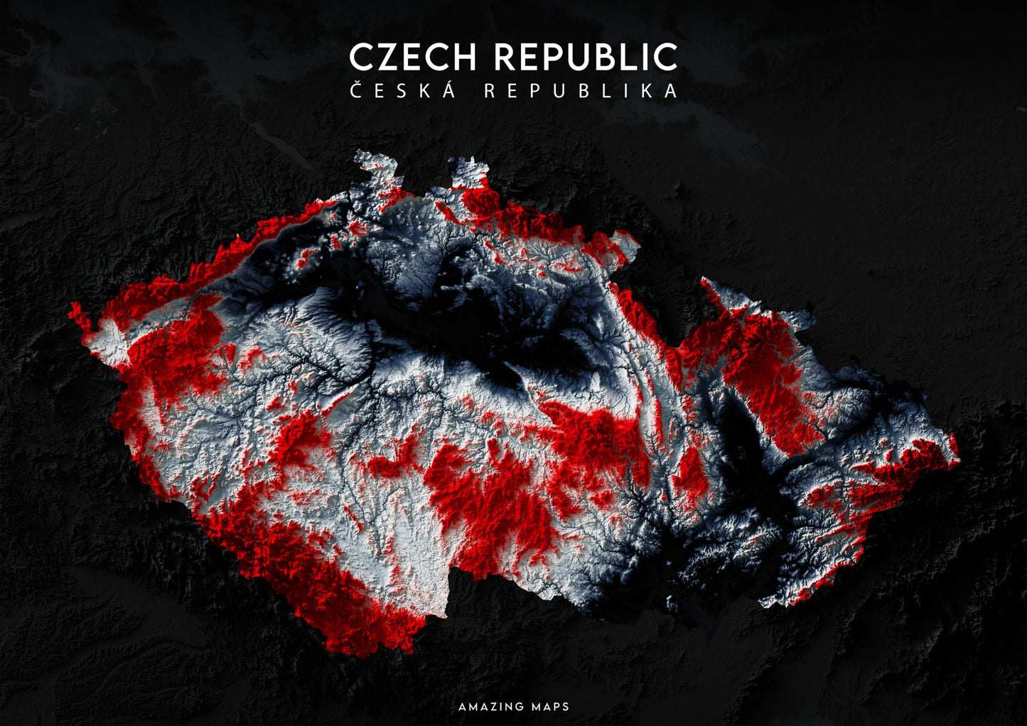 Czechia Relief map - Amazing Maps