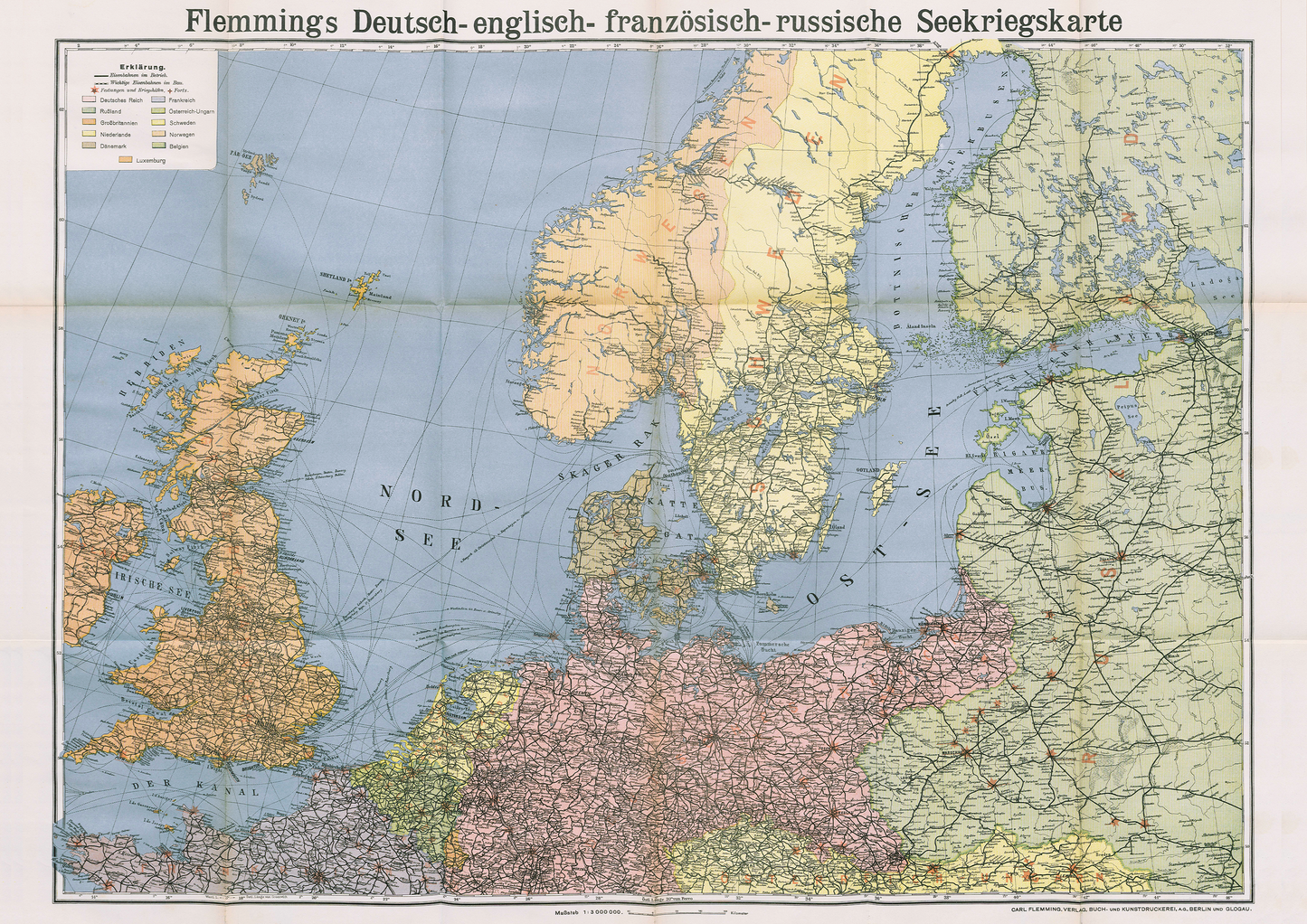 Historic Map of Northern Europe in German