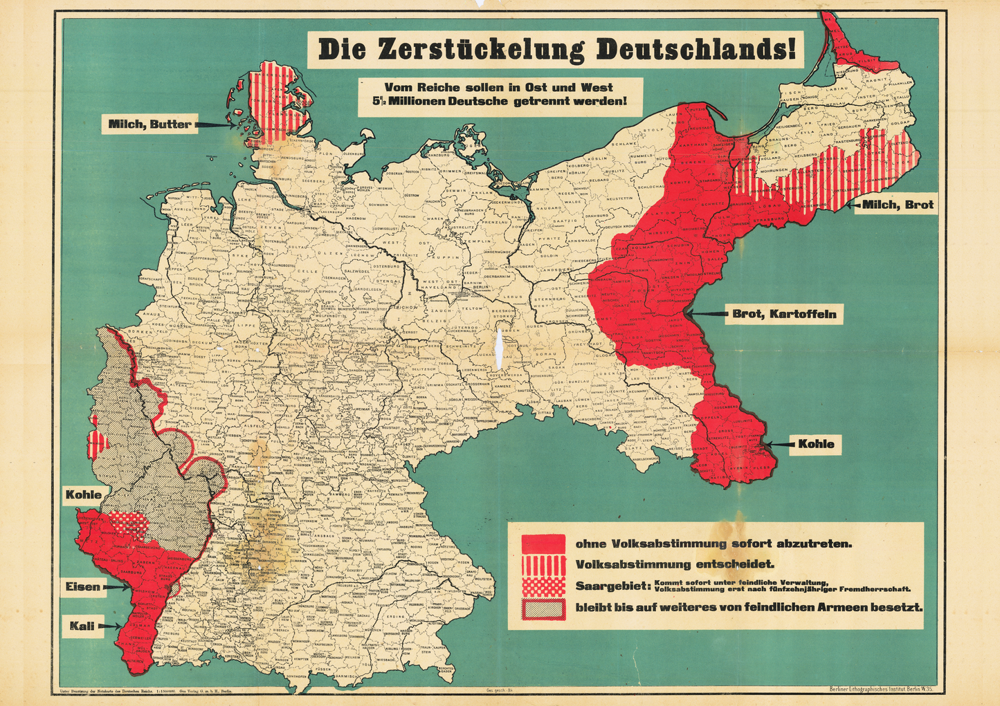 Map of Lands Germany Lost in WW1