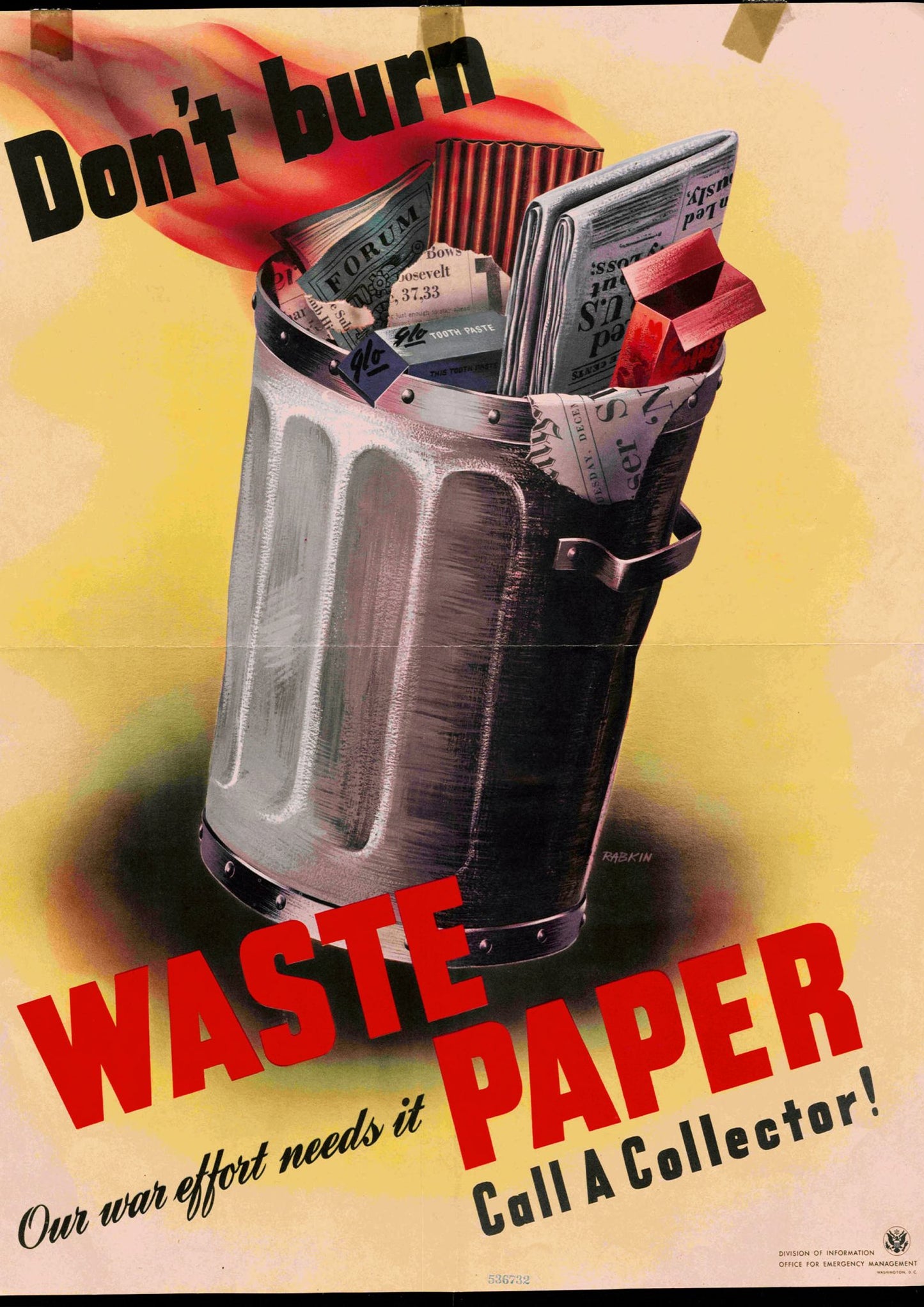Don't Burn Waste Paper - American Poster - Amazing Maps