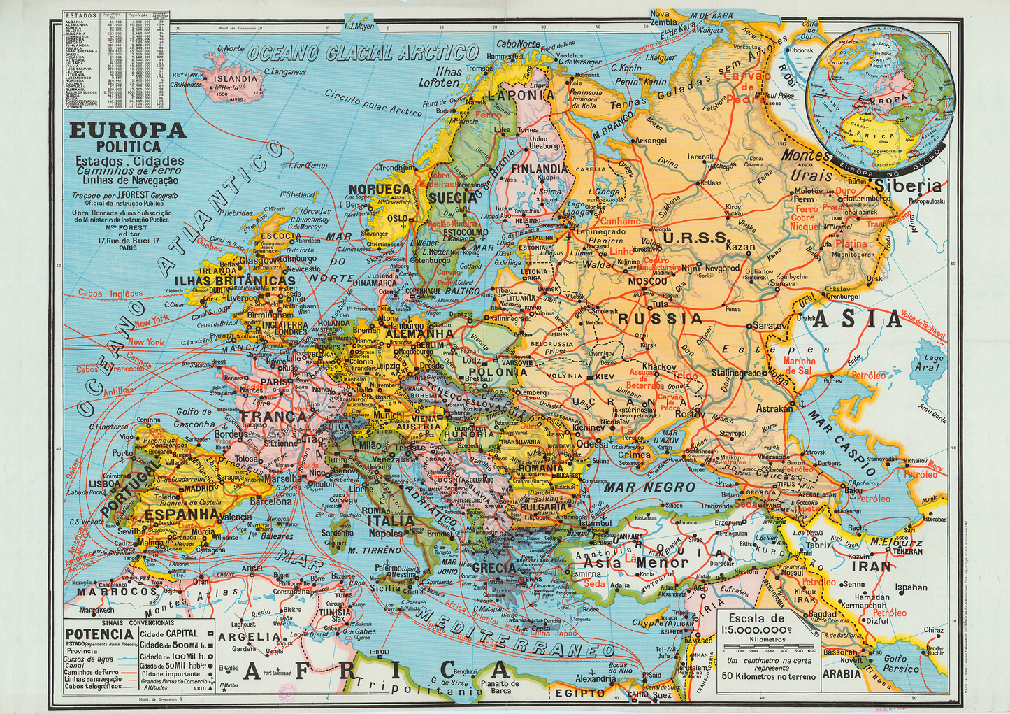 Europa Politica - 1950s Spanish map of Europe