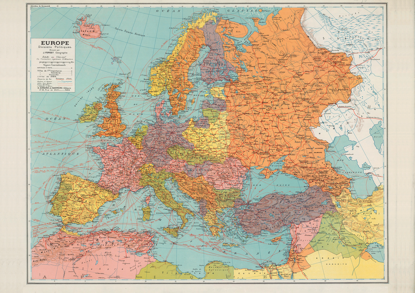 French Political Map of Europe After WW1