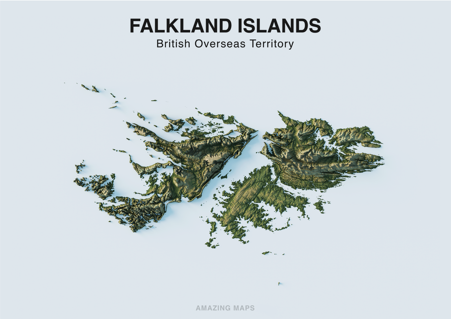 Falklands Islands Realistic map