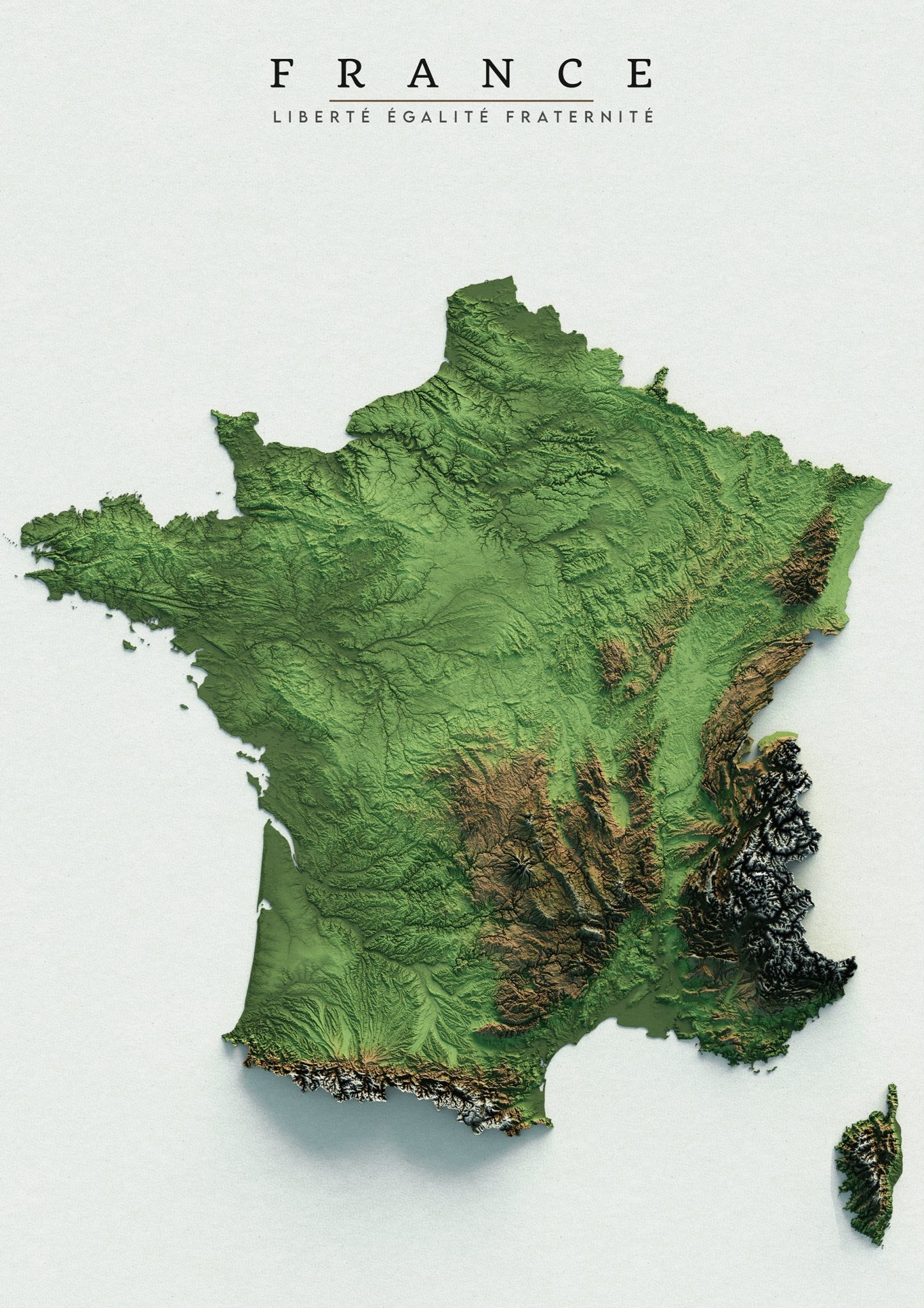 France Realistic Relief map - Amazing Maps