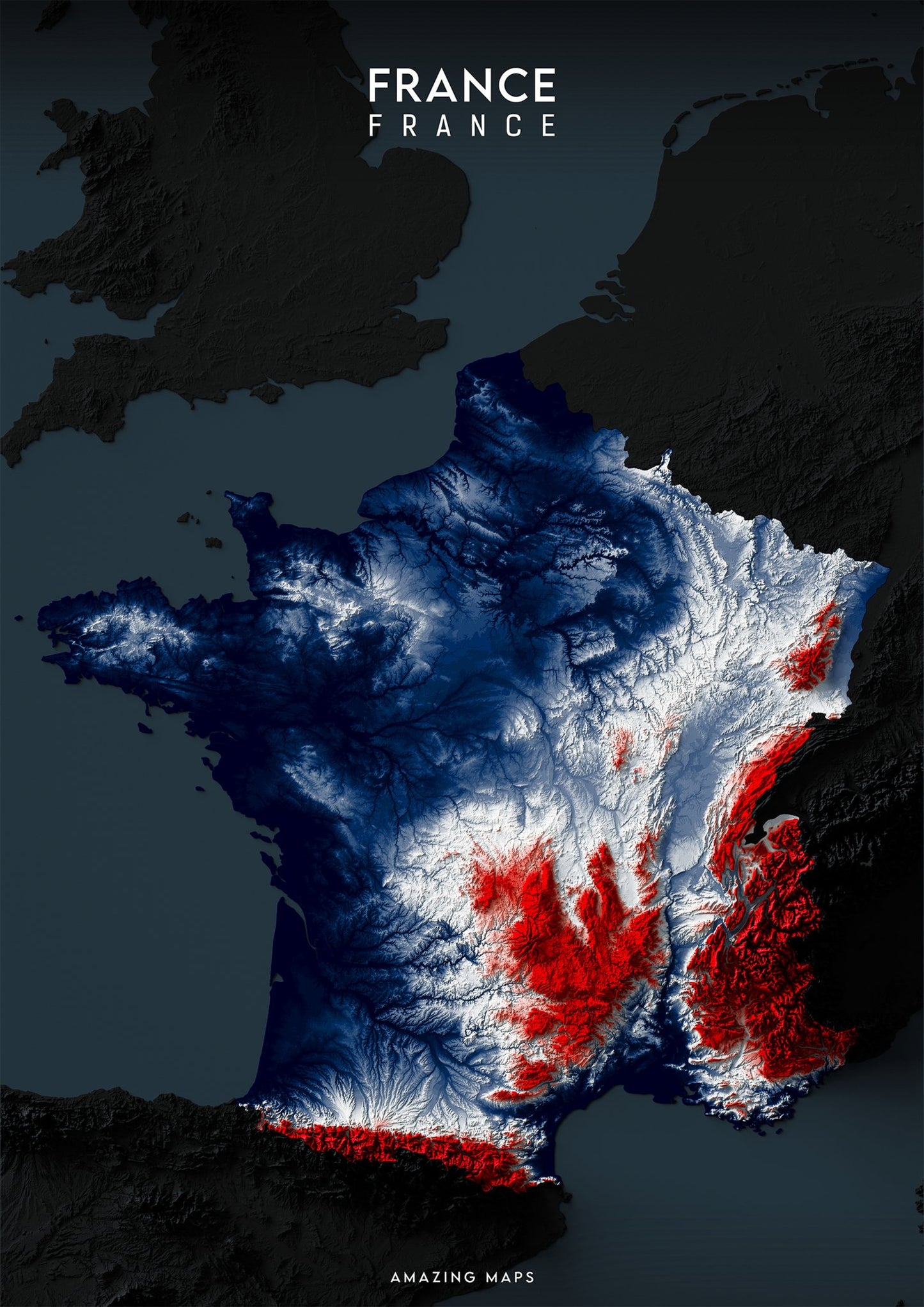 France Relief map - Amazing Maps