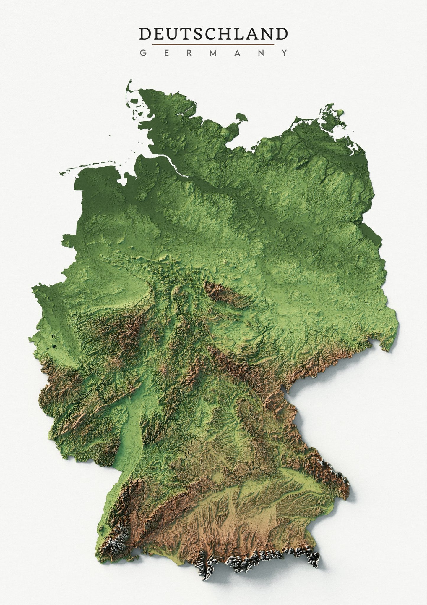Germany Realistic Relief map - Amazing Maps
