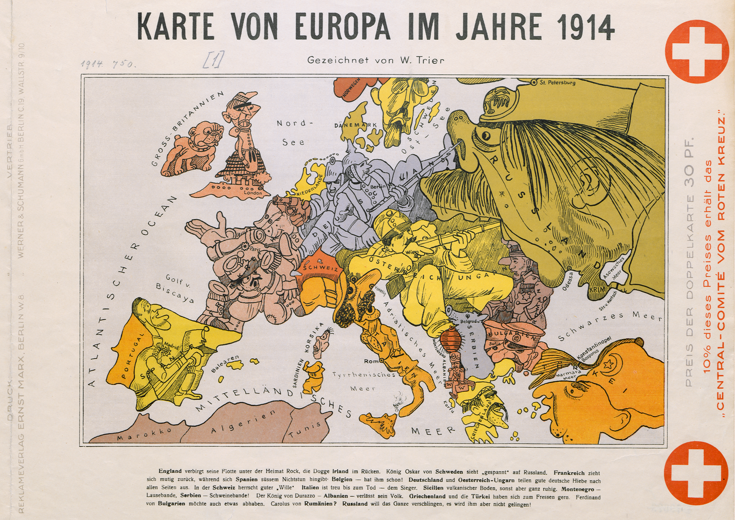German Map of Europe in 1914