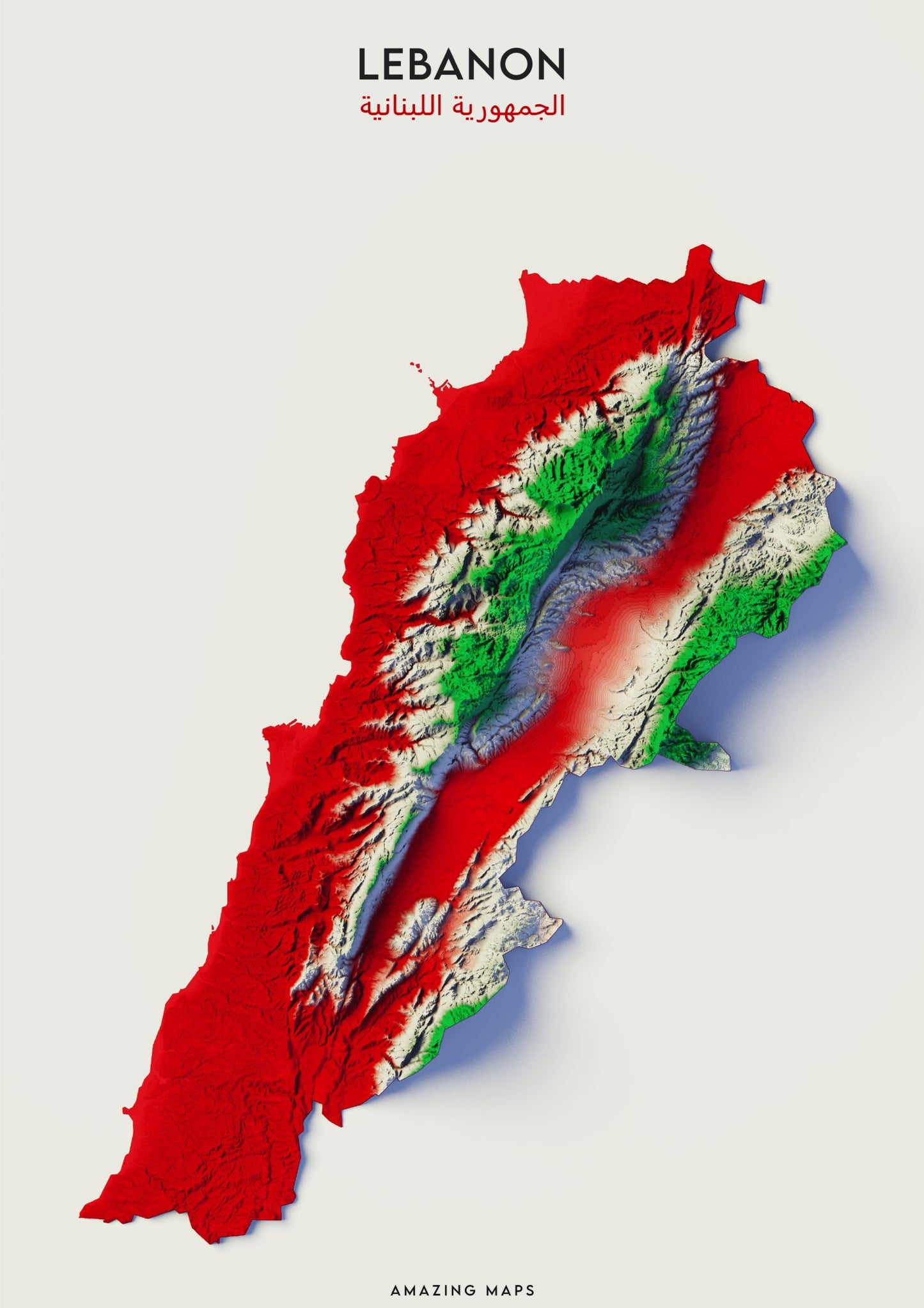 Lebanon Relief map - Amazing Maps