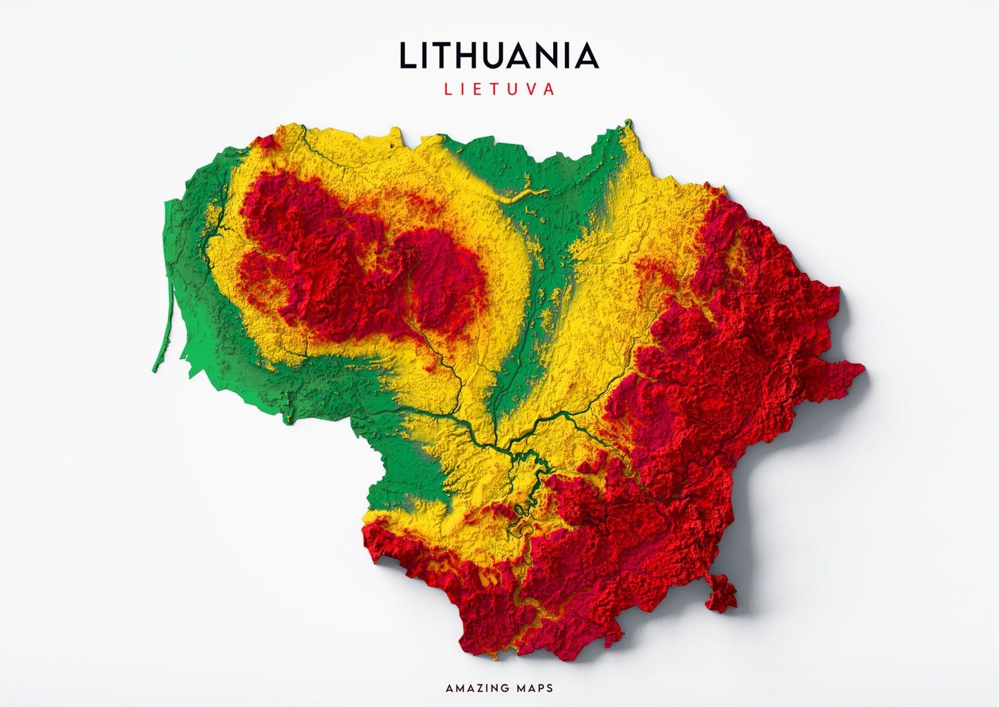 Lithuania Relief map - Amazing Maps