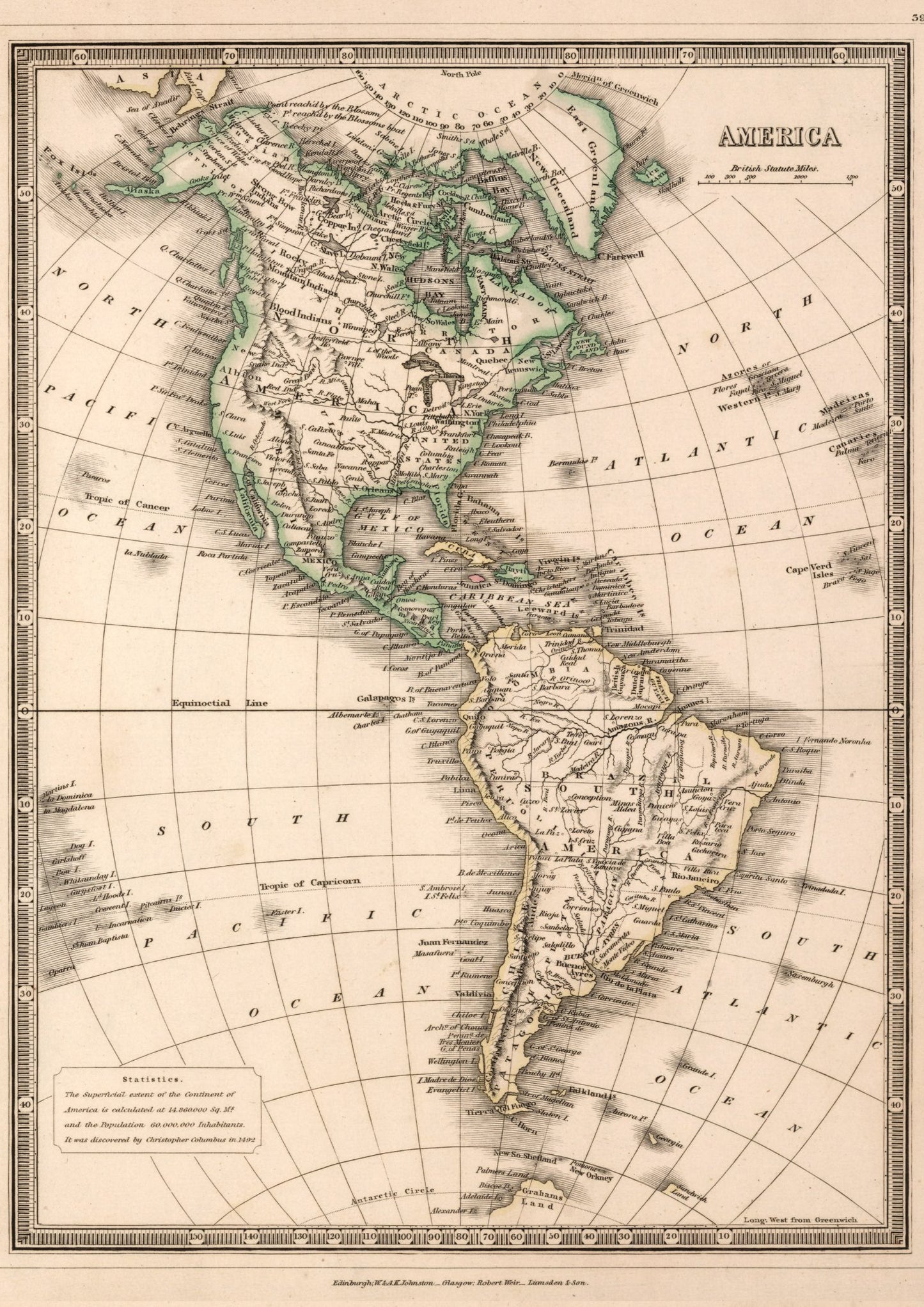 Map of the Americas - Lumsden & Son - Amazing Maps