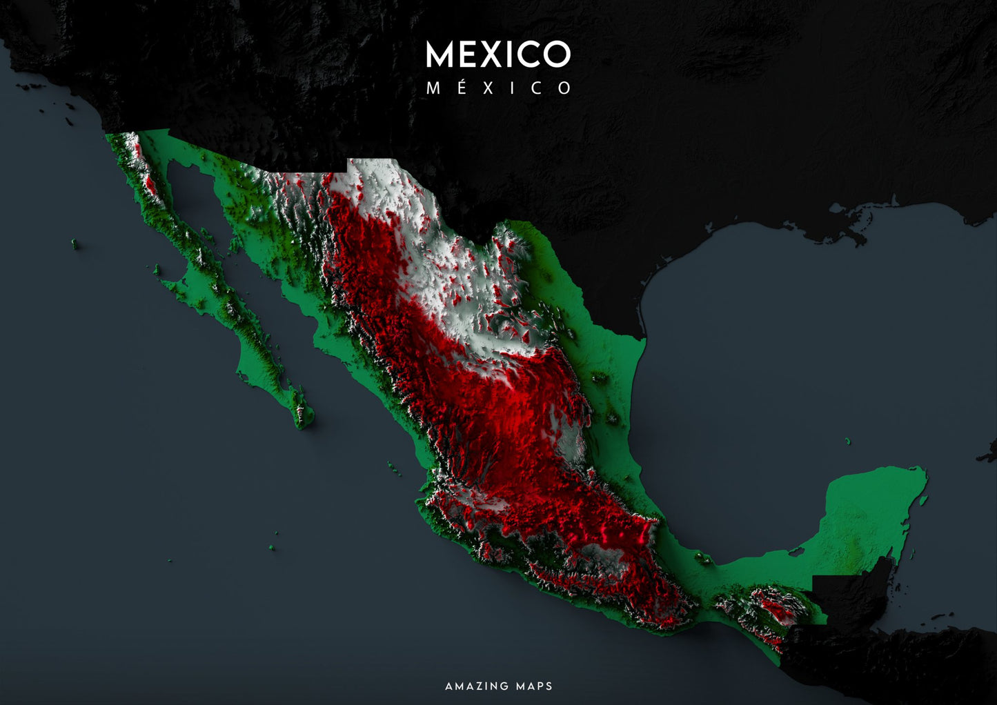 Mexico Relief map - Amazing Maps