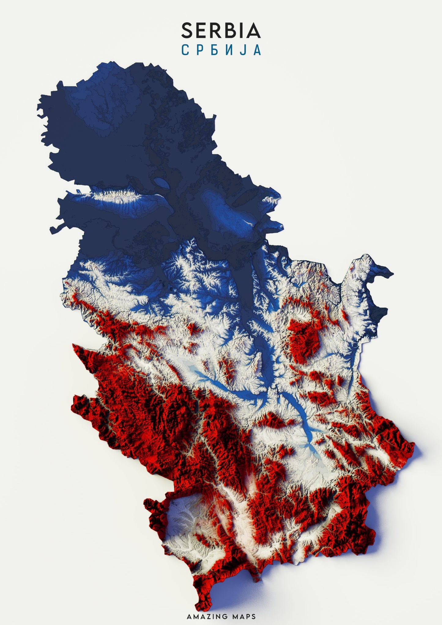 Serbia Relief map - Amazing Maps
