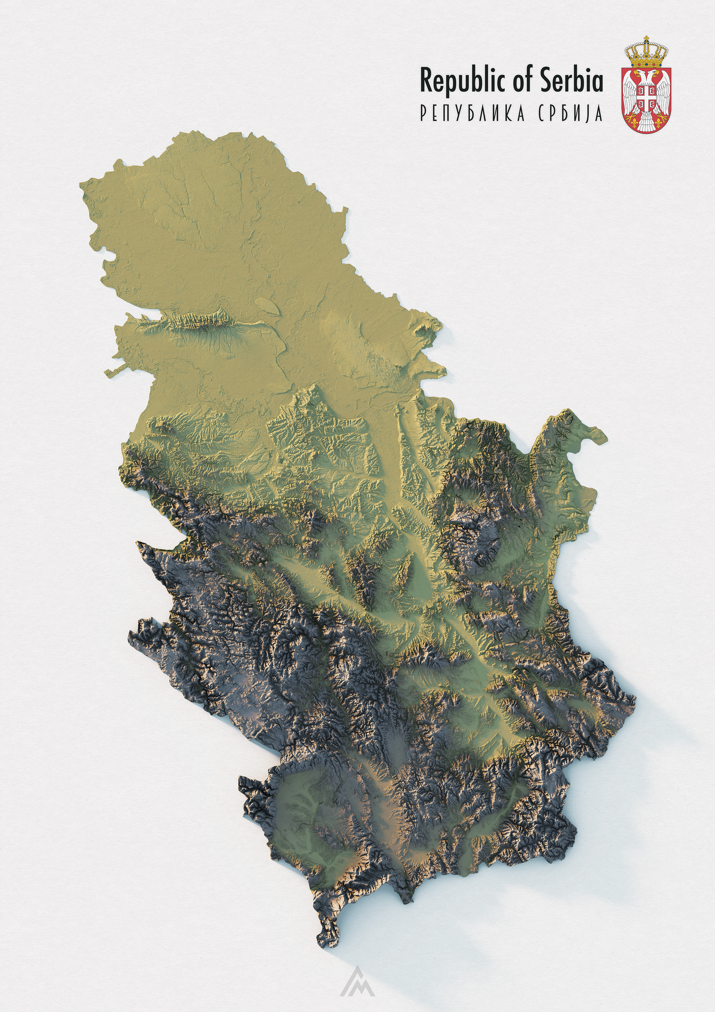 Serbia Realistic Relief map