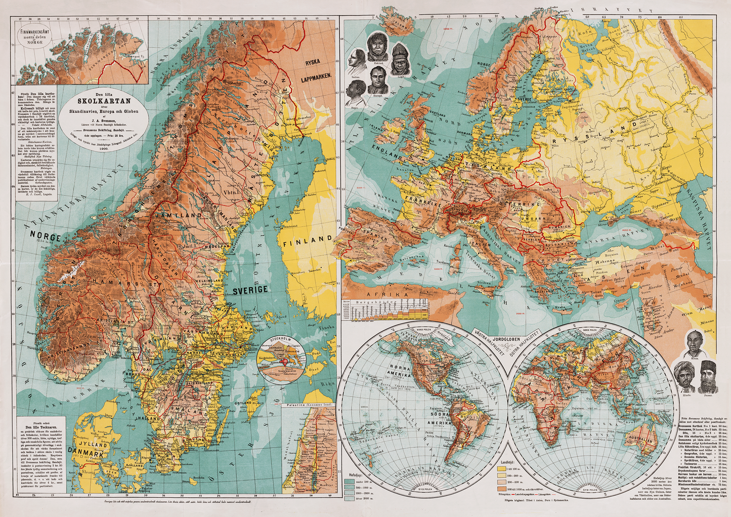 Historic map of Scandinavia in 1900
