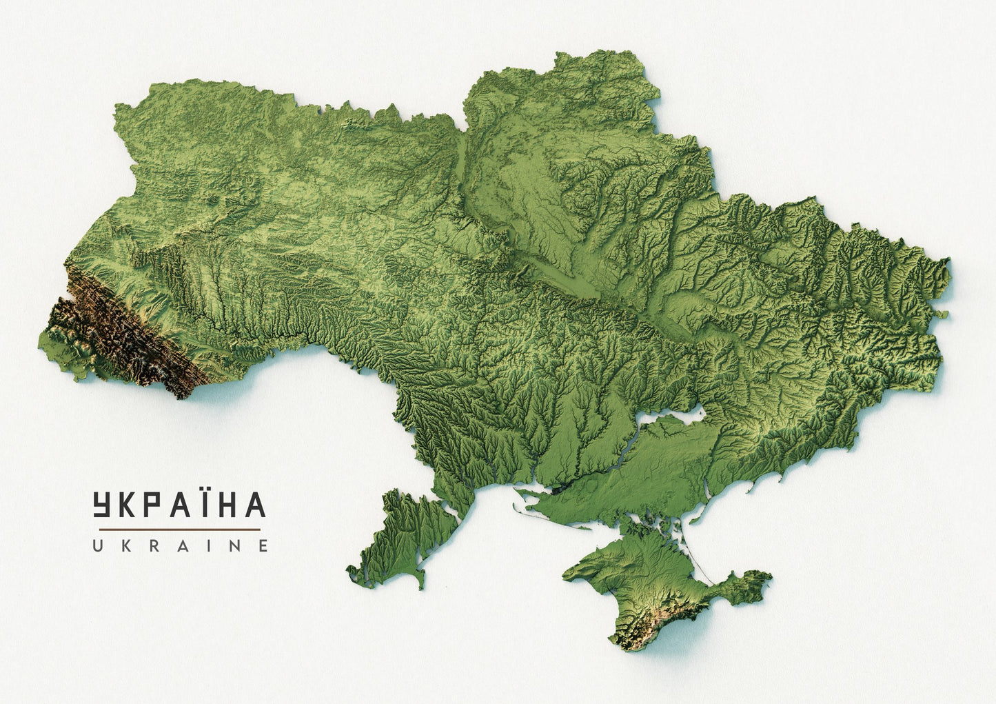 Ukraine Realistic Relief map - Amazing Maps