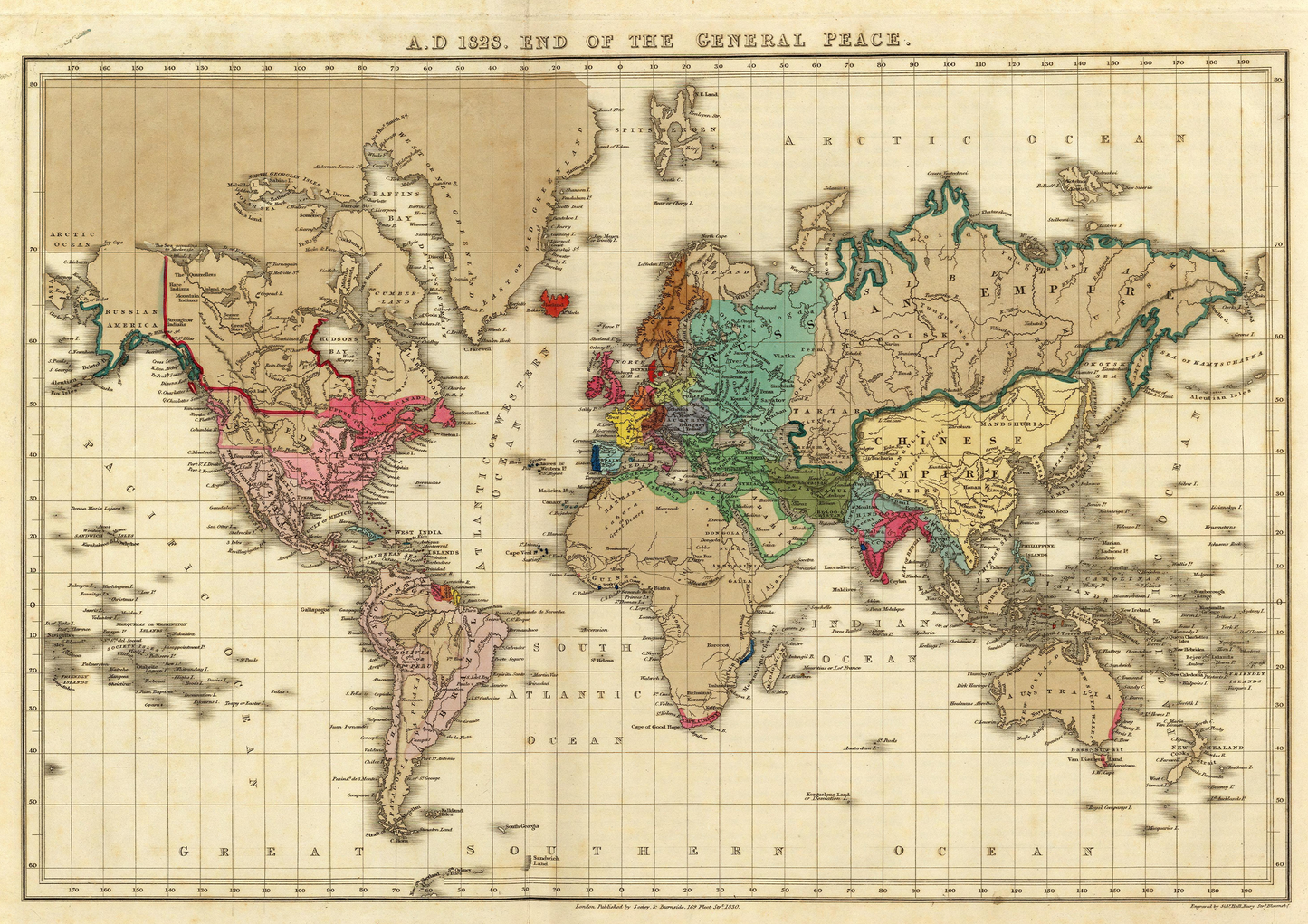 World in 1826 Historic Map