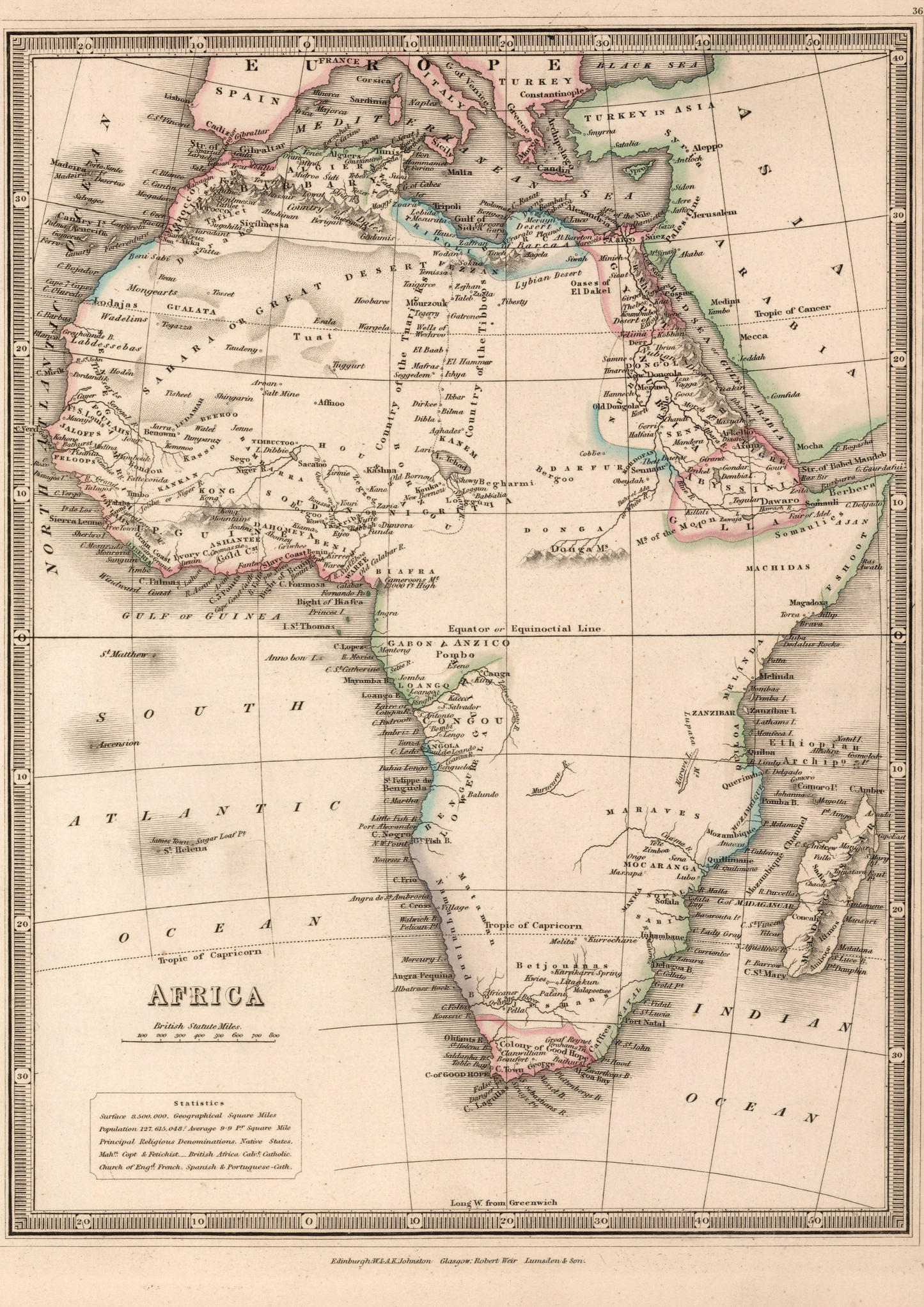 Map of Africa - Lumsden & Son