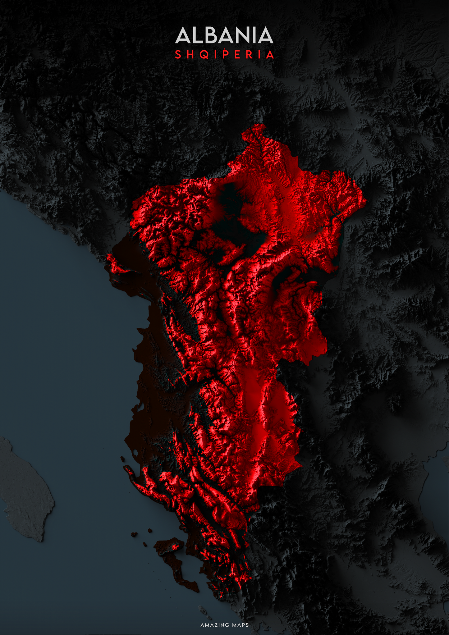 Greater Albania Relief map