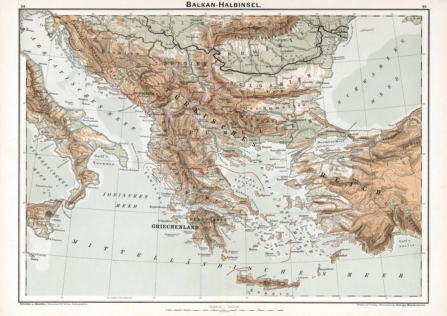 German Map of the Balkans in 1880