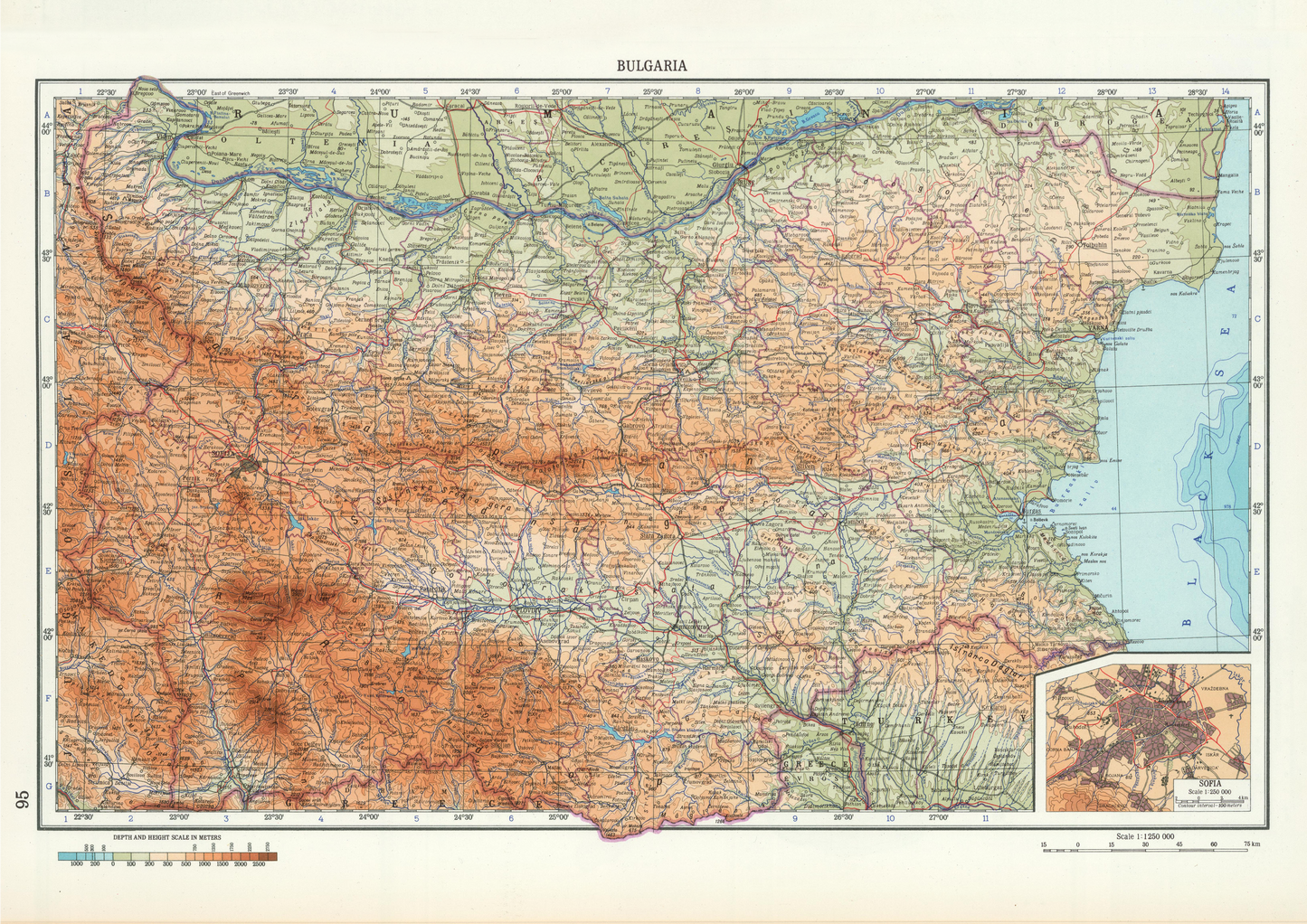 Map of Bulgaria in 1970