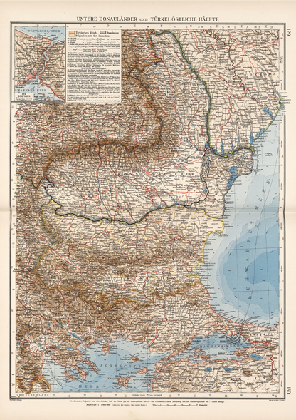 Historic Map of Bulgaria & Romania