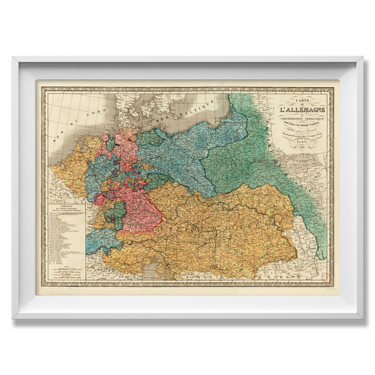 Historic map of Germany & Austria in 1842