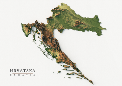 Croatia Realistic Relief map