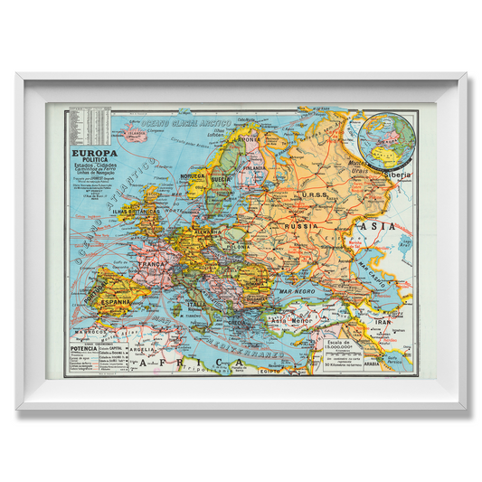 Europa Politica - 1950s Spanish map of Europe