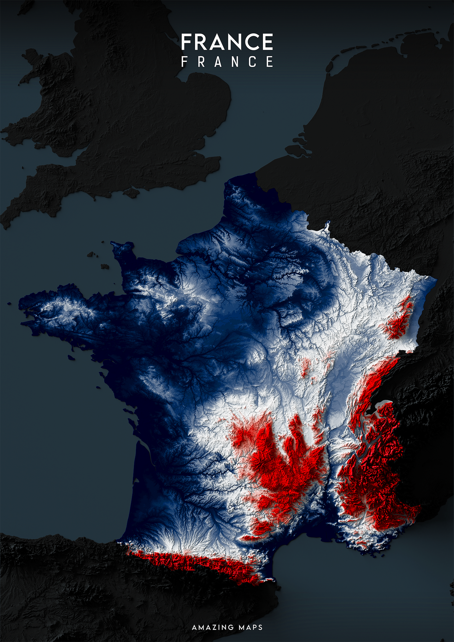 France Relief map