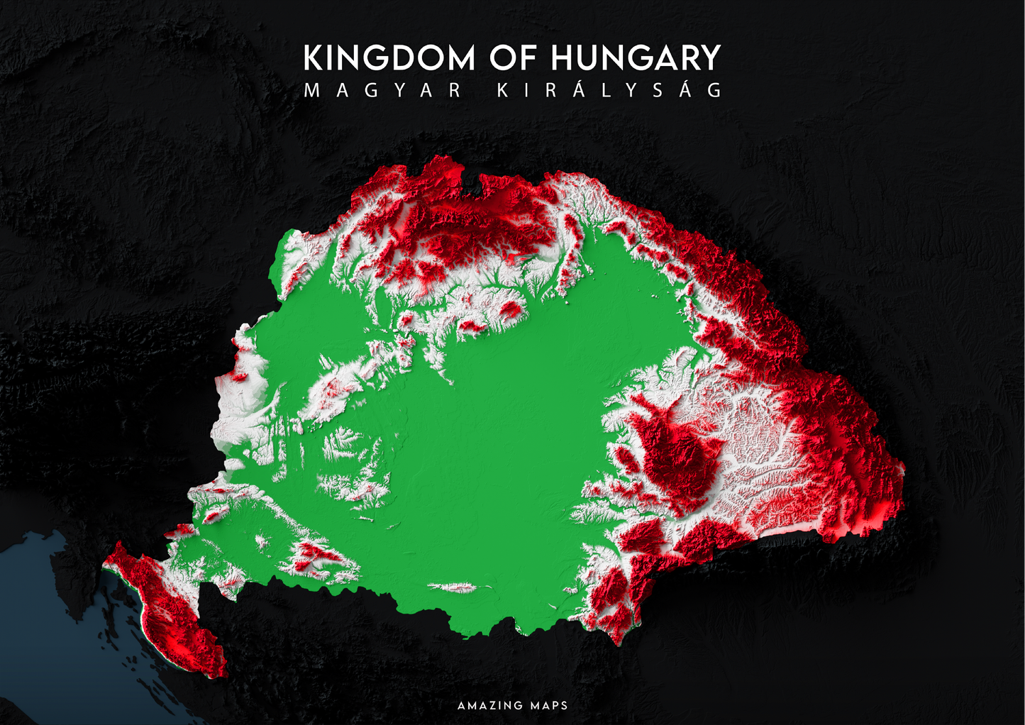 Greater Hungary Relief map
