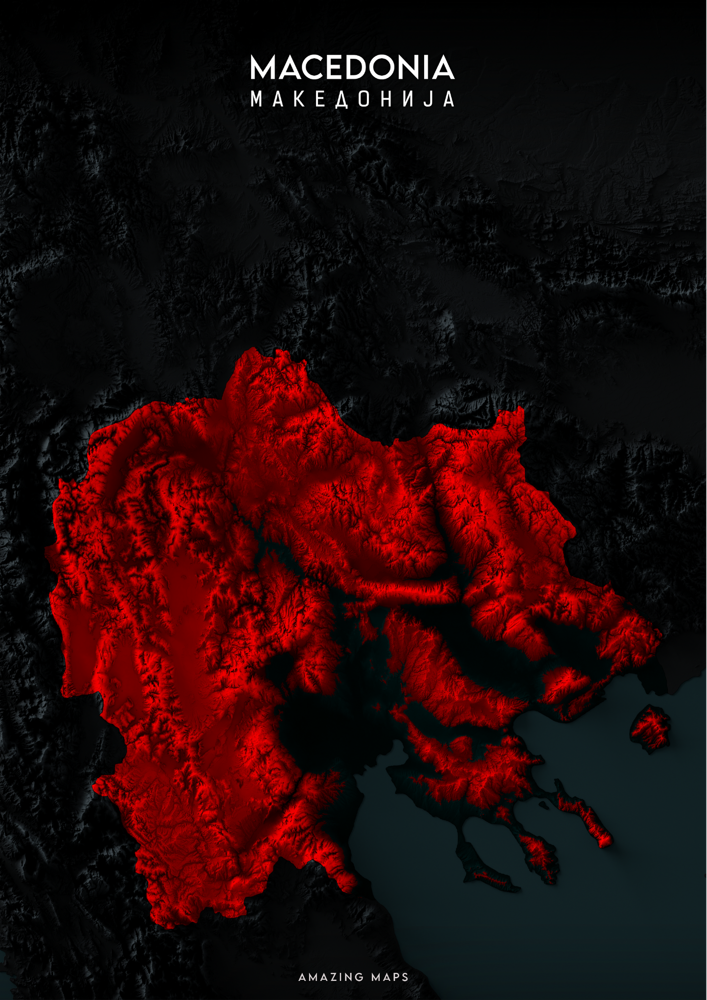 Greater Macedonia Relief map