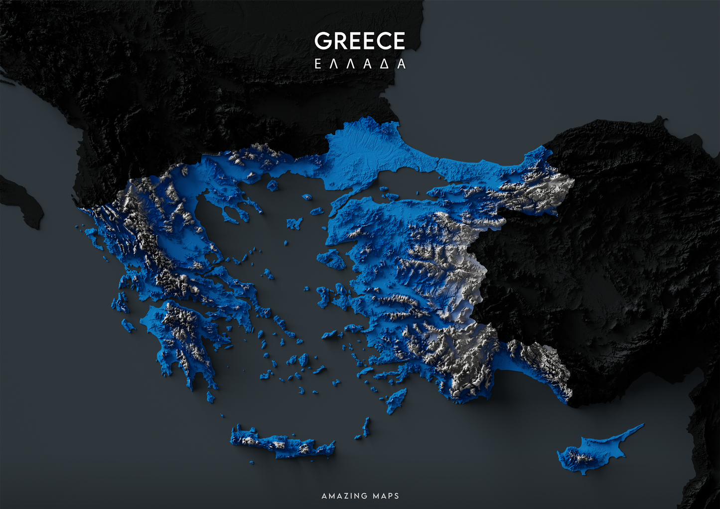 Megali Greece Relief map