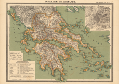 Historic Map of Greece in German