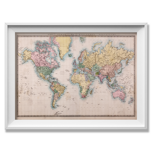 The World on Mercator Projection Historic Map