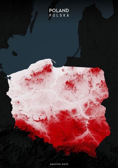 Poland Relief map
