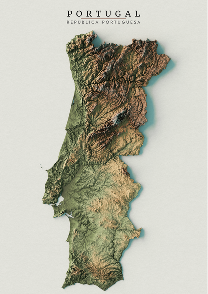 Portugal Realistic Relief map